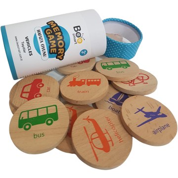 Memory Game Araçlar (Vehicles)  - Ahşap Hafıza Oyunu
