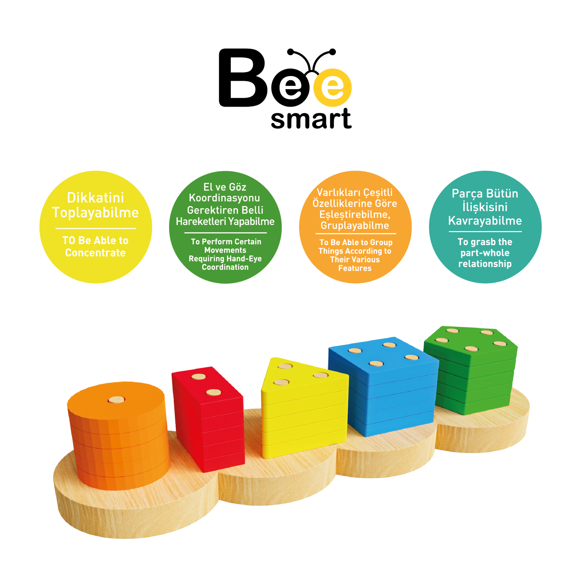 Bee Smart Ahşap Geometrik Bul-tak Eğitici Oyuncak Öğretici Geliştirici Oyuncak Çocuk Için Hediye