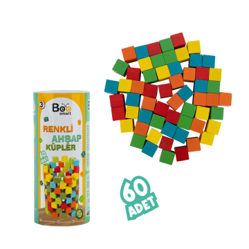 Bee Smart Renkli Ahşap Küpler Çocuk için Oyun Montessori