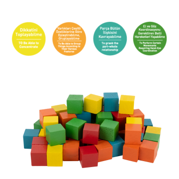 Bee Smart Renkli Ahşap Küpler Çocuk için Oyun Montessori
