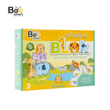 Bee Smart Doğal Ahşap Hayvan Blokları  Güvenli ve Eğitici Denge Oyunu