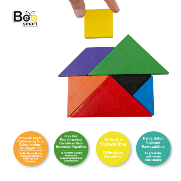 Bee Smart Renkli Tangram Hayal Et, Yerleştir, Oluştur